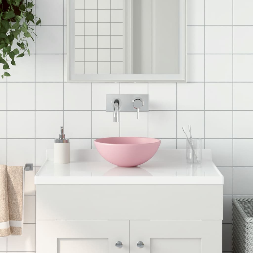 VidaXL Washbasin Round Ceramic Satpoze