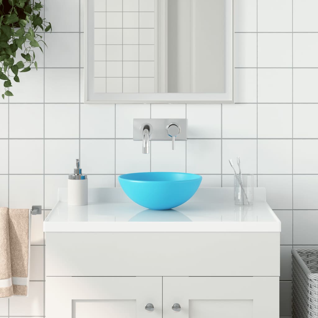 Vidaxl Washbasin rundt keramisk lysegrøn