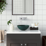 Vidaxl Washbasin Cerámico redondo verde oscuro