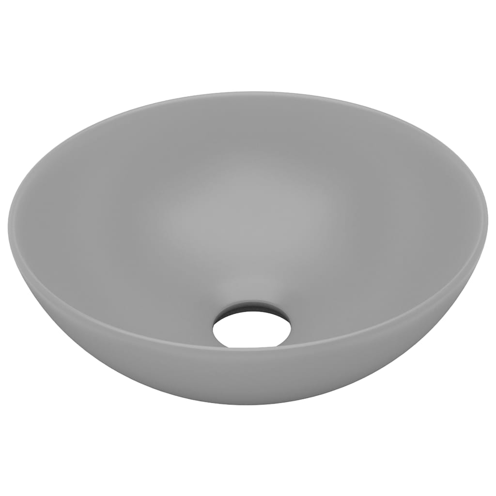 Vidaxl Washbasin rotondo in ceramica grigio chiaro