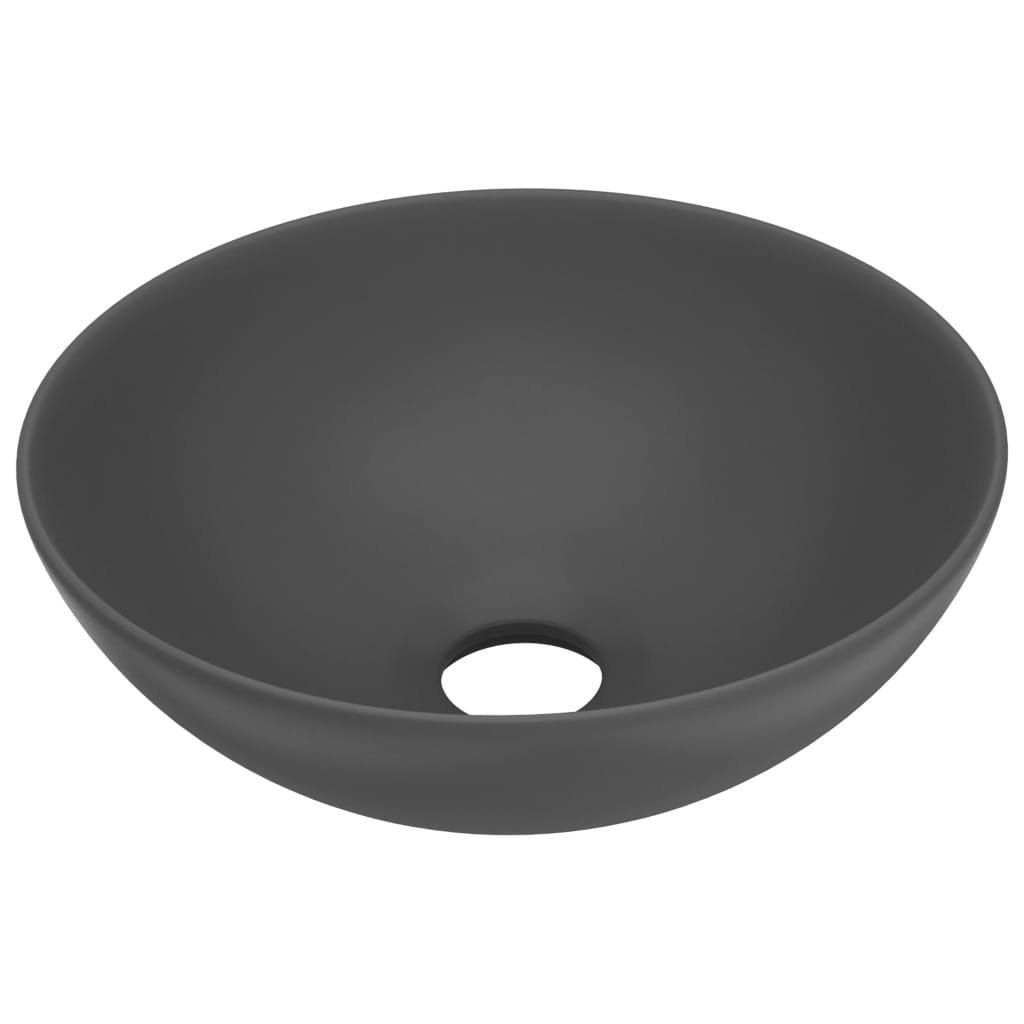 Vidaxl Washbasin Round Céramique Gris foncé