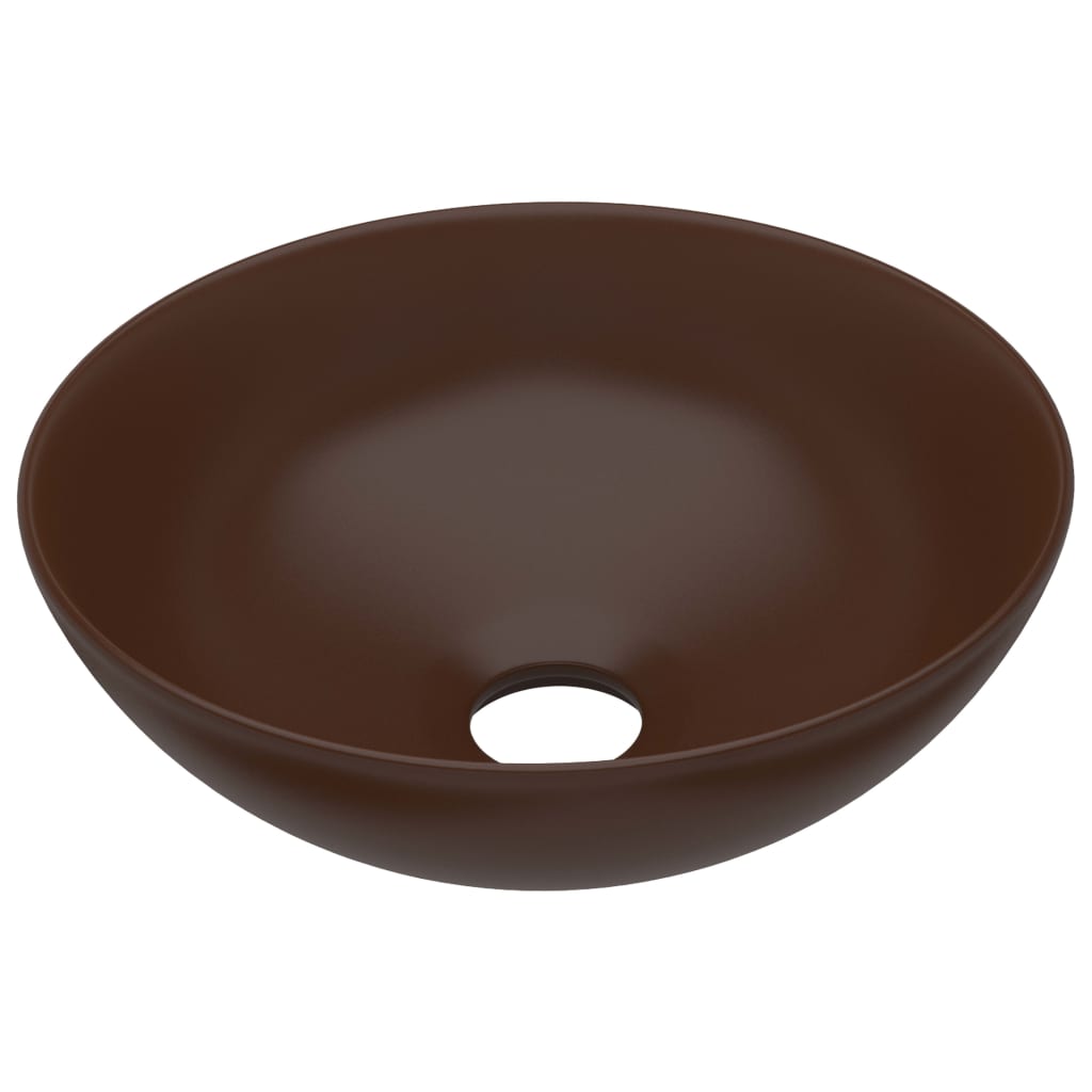 VidaXL Washbasin Round Ceramic Dark Brown