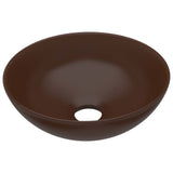 Vidaxl Washbasin Round Ceramic Dark Brown