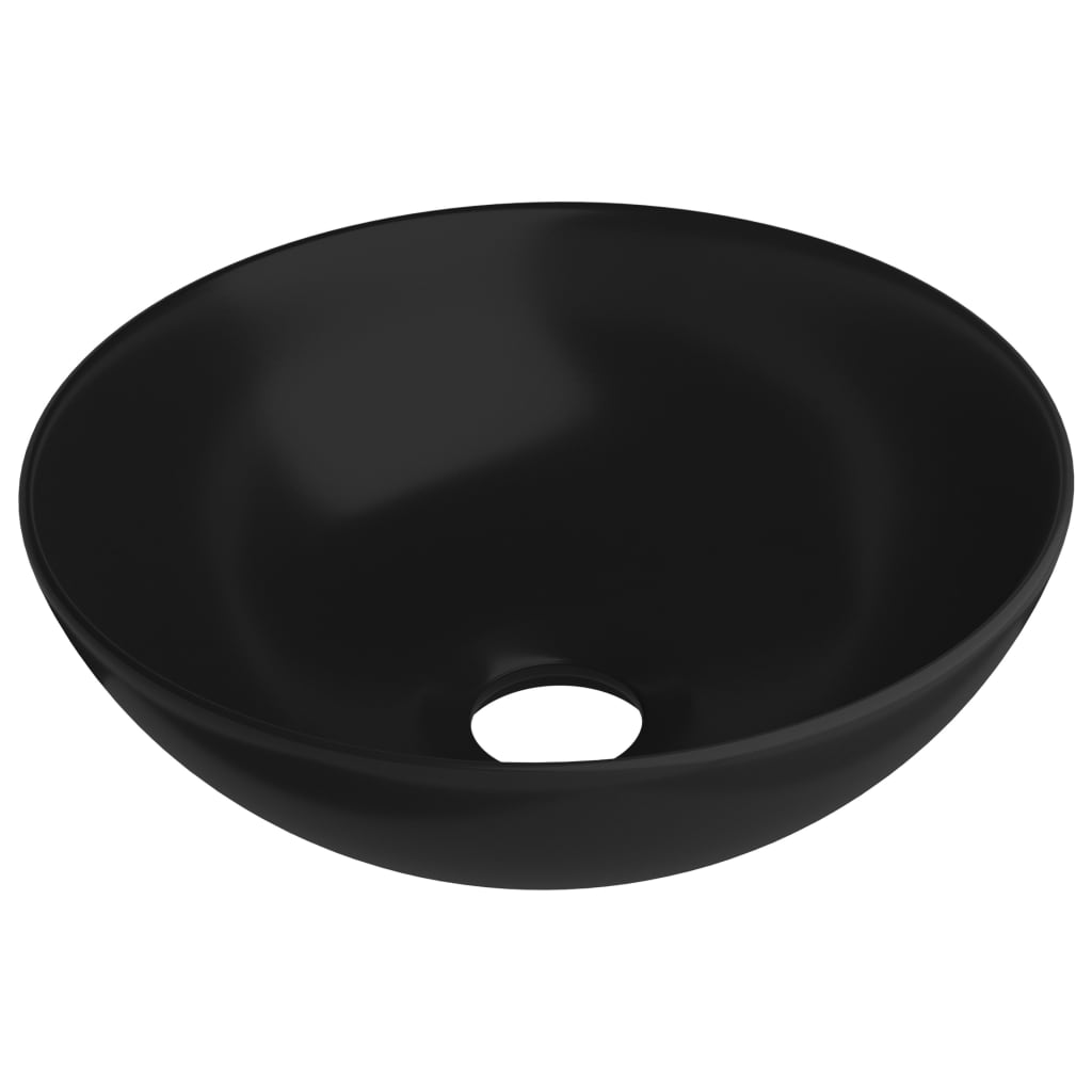 Vidaxl Washbasin Round Ceramic Matt Zwart