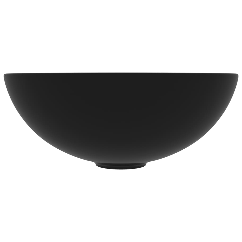 VidaXL Washbasin Round Ceramic Matt Zwart