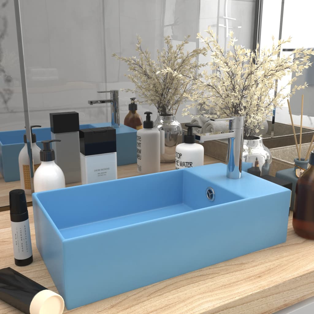 Vidaxl Washbasin con aterrizaje de cerámica azul