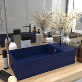 VidaXL Washbasin with landing ceramic dark blue