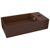 VidaXL Washbasin with landing ceramic dark brown