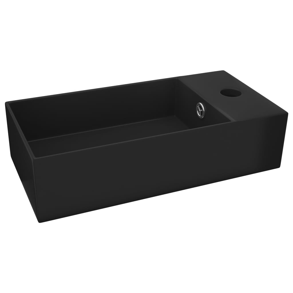 Vidaxl Washbasin med landing keramisk mat sort