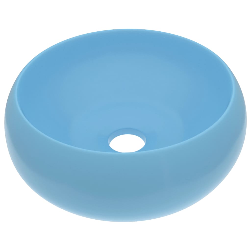 VidaXL Washbasin Round 40x15 cm Ceramic matt light blue