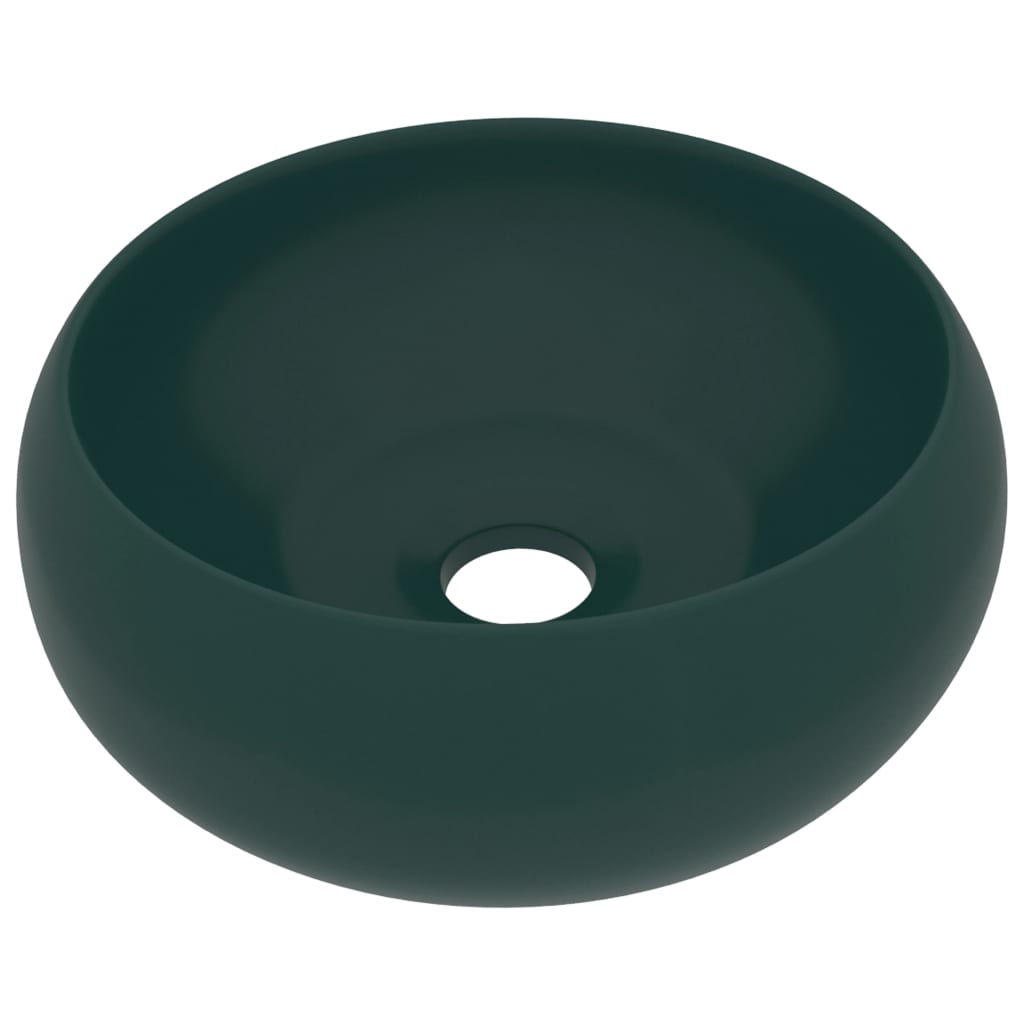 Vidaxl Washbasin Round 40x15 cm keramisk Mat mørkegrøn