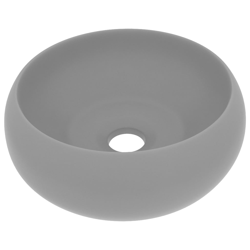 VidaXL Washbasin Round 40x15 cm Ceramic matt light gray