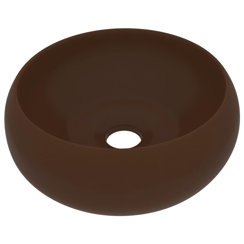 VidaXL Washbasin Round 40x15 cm Ceramic matt dark brown