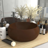 VidaXL Washbasin Round 40x15 cm Ceramic matt dark brown