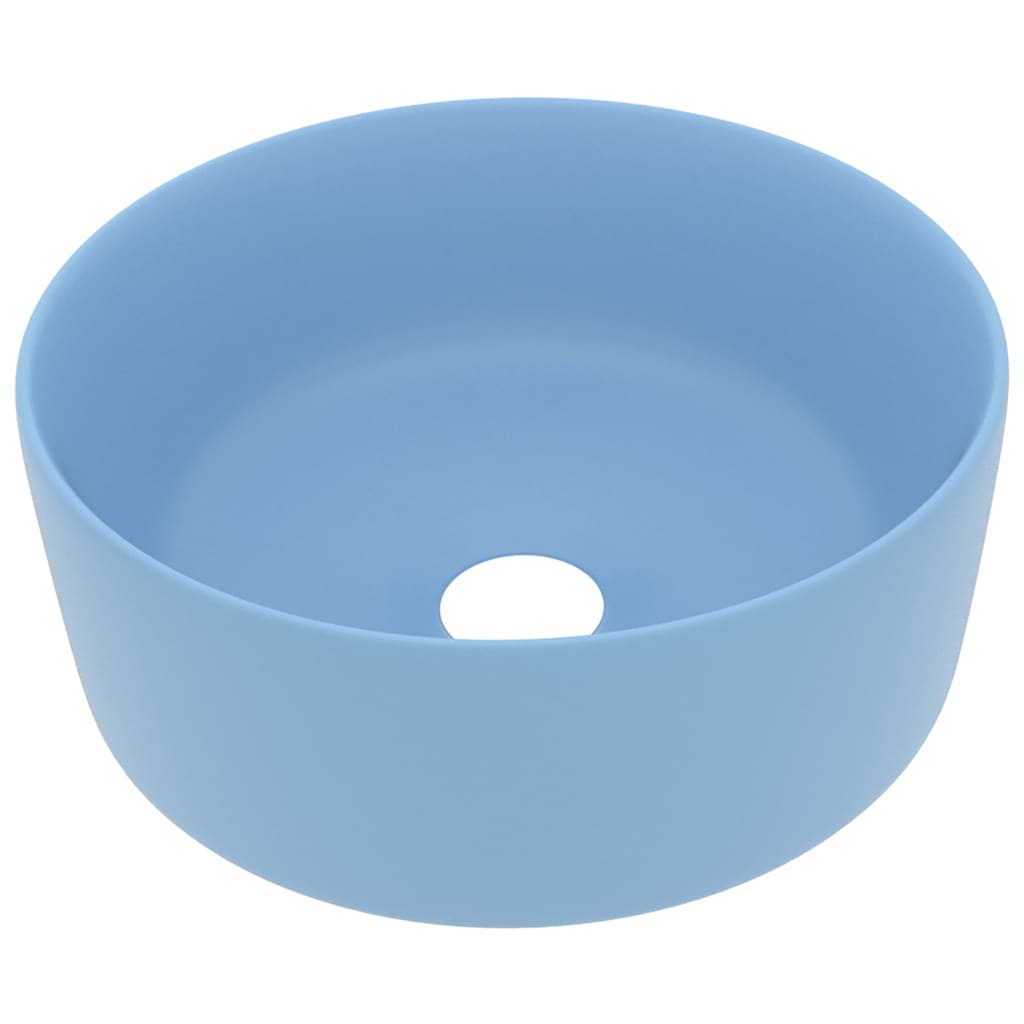 VidaXL Washbasin Round 40x15 cm Ceramic matt light blue