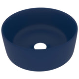 VidaXL Washbasin Round 40x15 cm Ceramic Mat Dark Blue