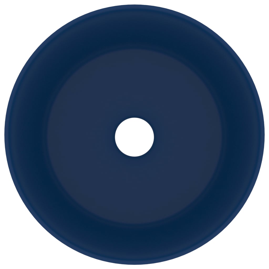 VidaXL Washbasin Round 40x15 cm Ceramic Mat Dark Blue