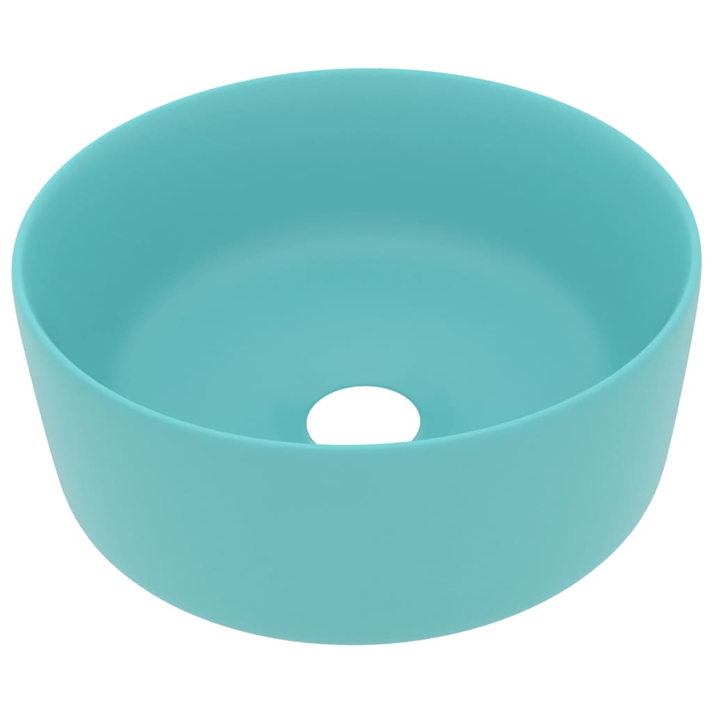 Vidaxl Washbasin Round 40x15 cm Ceramic Matt Light Green