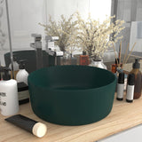 Vidaxl Washbasin Round 40x15 cm Mat de cerámica Verde oscuro