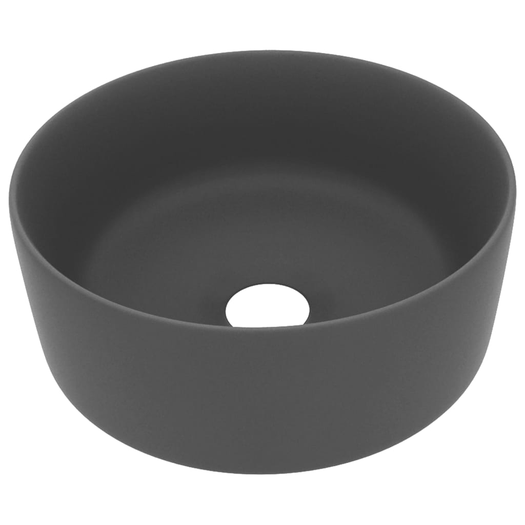 Vidaxl Washbasin Round 40x15 cm tappetino in ceramica grigio scuro