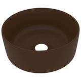 VidaXL Washbasin Round 40x15 cm Ceramic matt dark brown