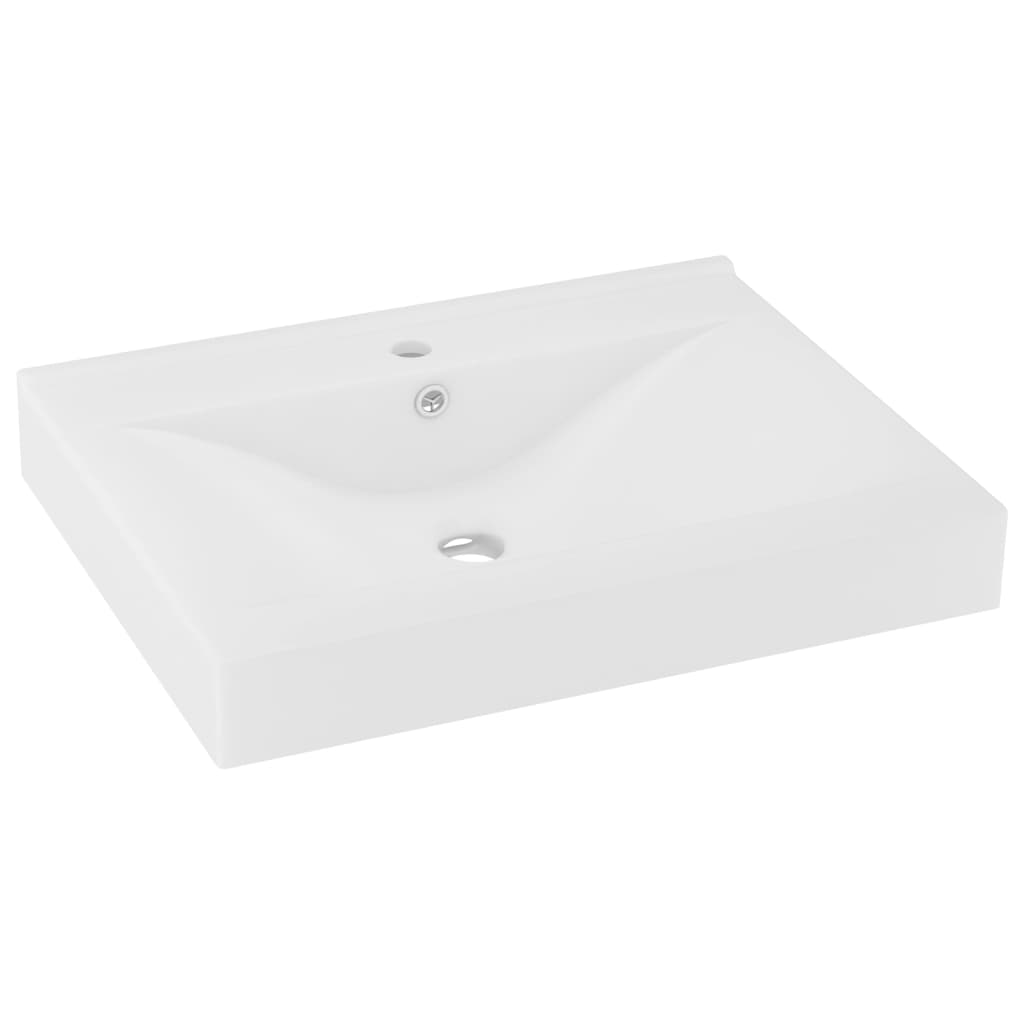 Vidaxl Washbasin z luknjo iz pipe 60x46 cm keramična mat bela