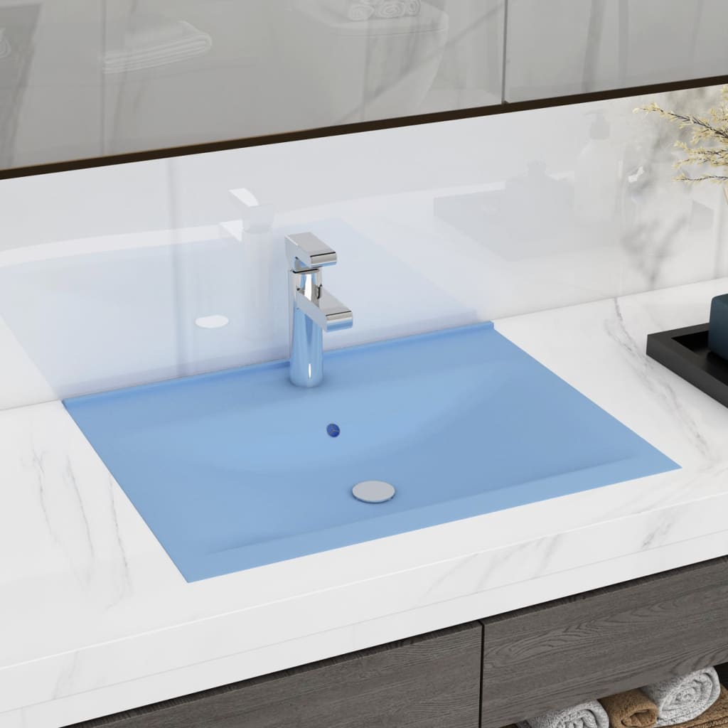 Vidaxl Washbasin con foro di rubinetto 60x46 cm in ceramica azzurra