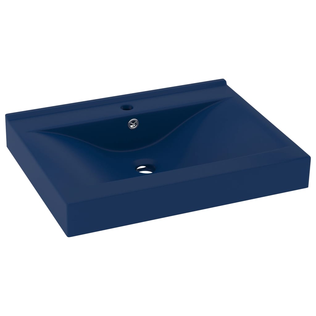 Vidaxl Washbasin con agujero de grifo 60x46 cm Mat de cerámica azul oscuro