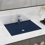 Vidaxl Washbasin z luknjo iz pipe 60x46 cm keramična mat temno modra