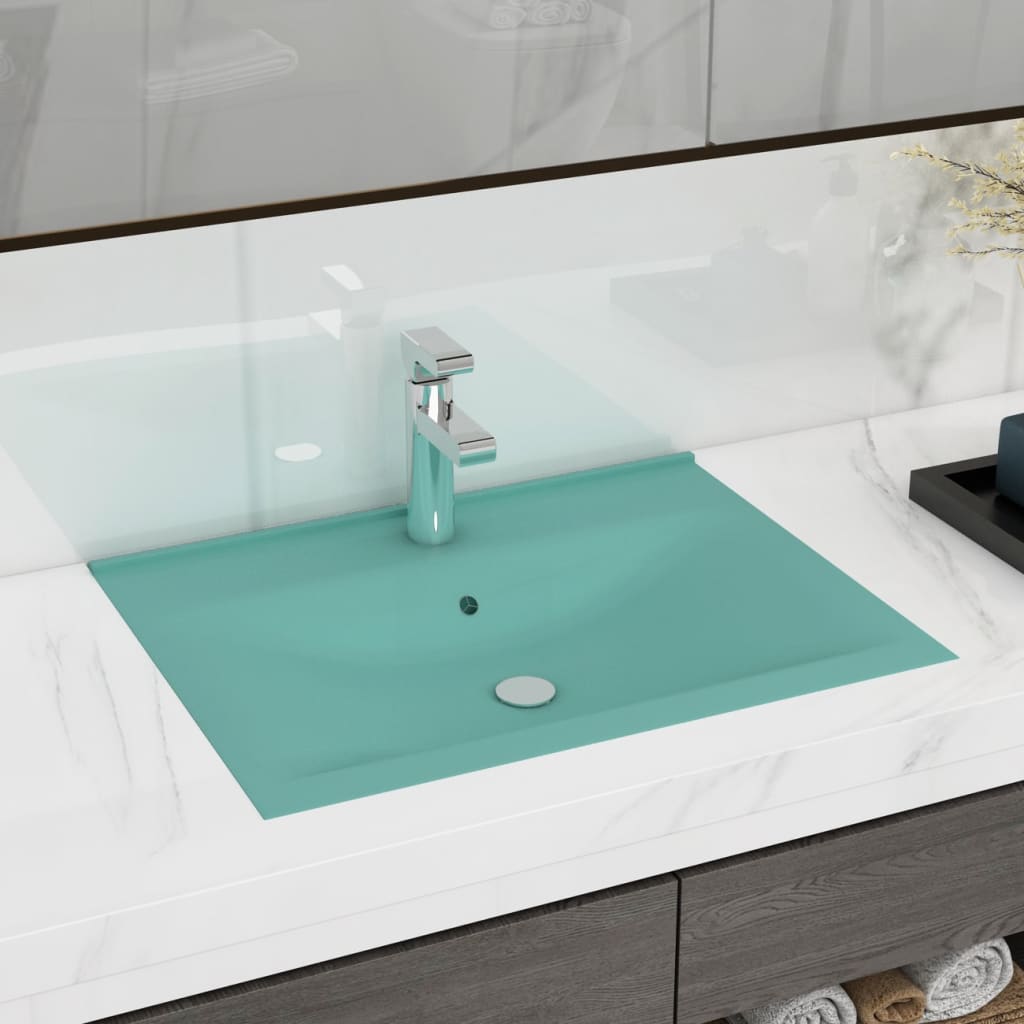 Vidaxl Washbasin mat Tap Lach 60x46 cm Keramik Matt Liicht gréng