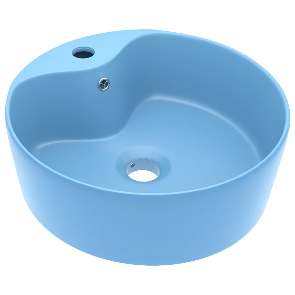 Vidaxl Washbasin z pristaniščem 36x13 cm keramična matt svetlo modra