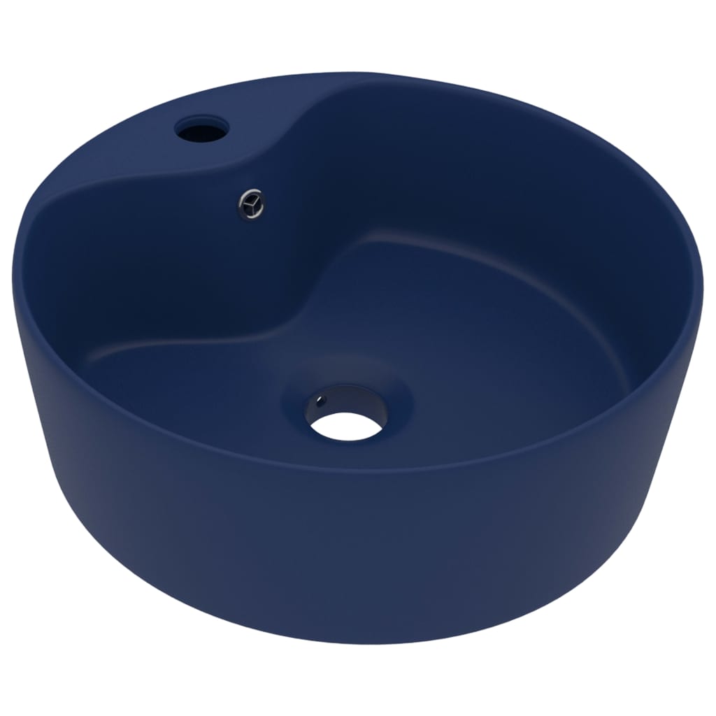 VidaXL Washbasin with landing 36x13 cm ceramic matt dark blue