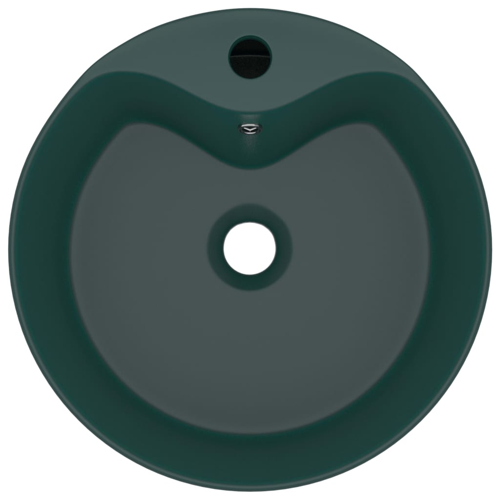 VidaXL Washbasin with landing 36x13 cm ceramic matt dark green