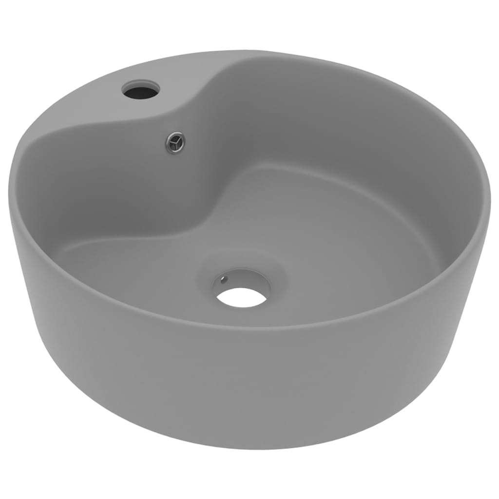 Vidaxl Washbasin z lądowaniem 36x13 cm ceramiczny matowy jasnoszary