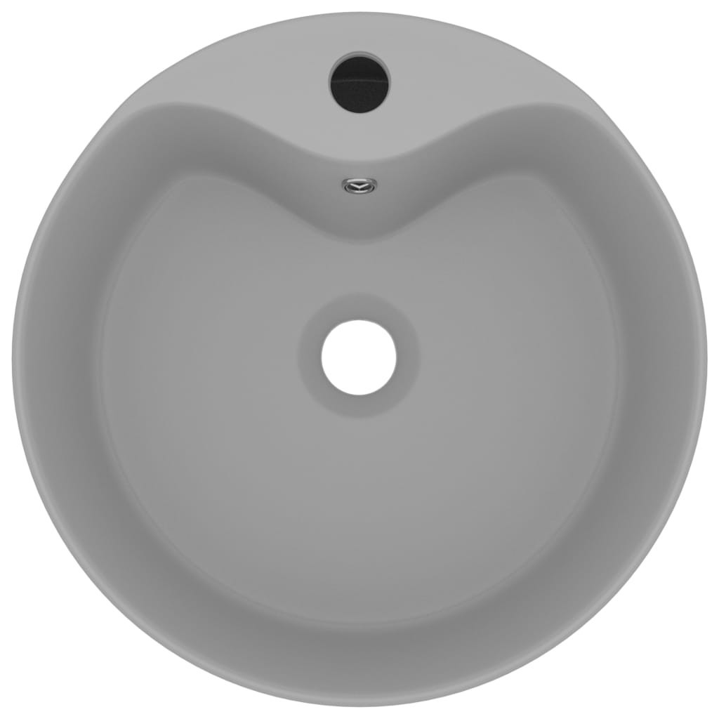 Vidaxl Washbasin z pristaniščem 36x13 cm keramika matt svetlo siva