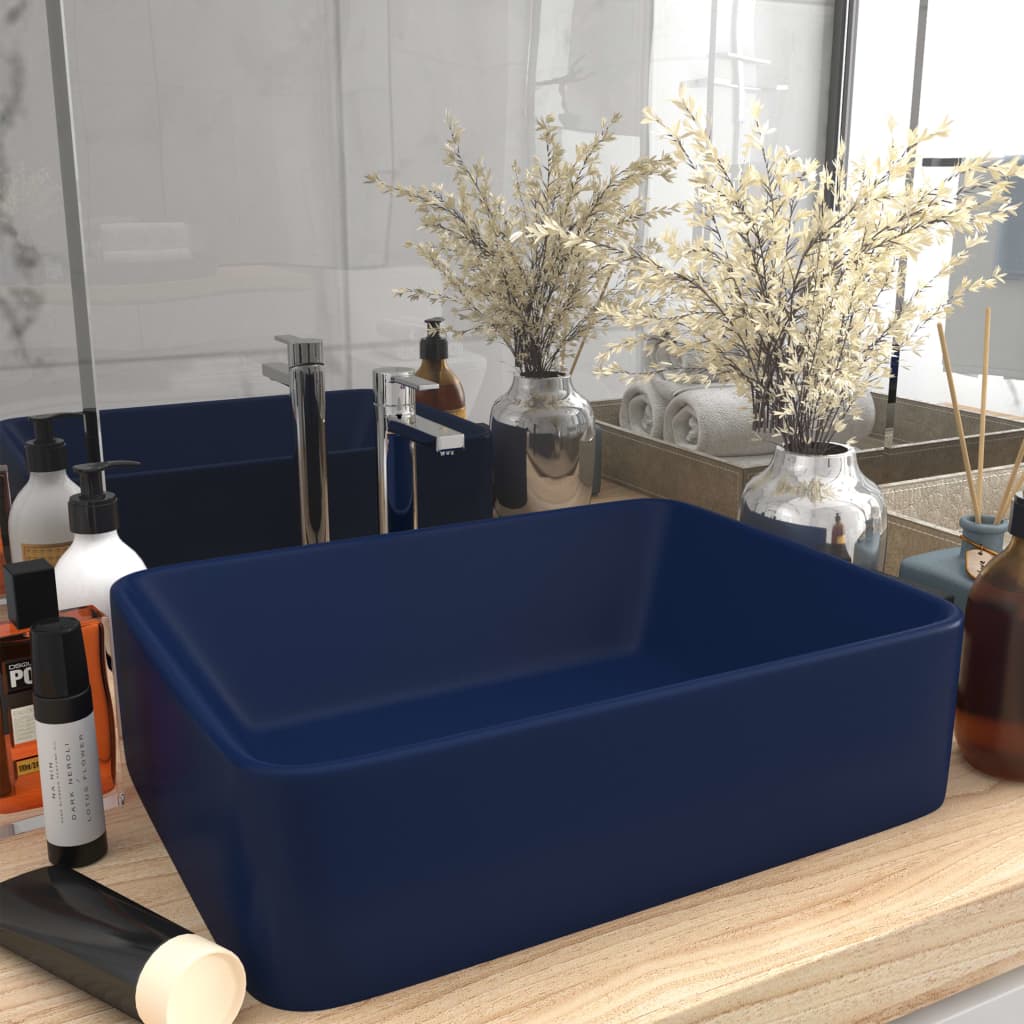 VidaXL Washbasin 41x30x12 cm Ceramic Mat Dark blue