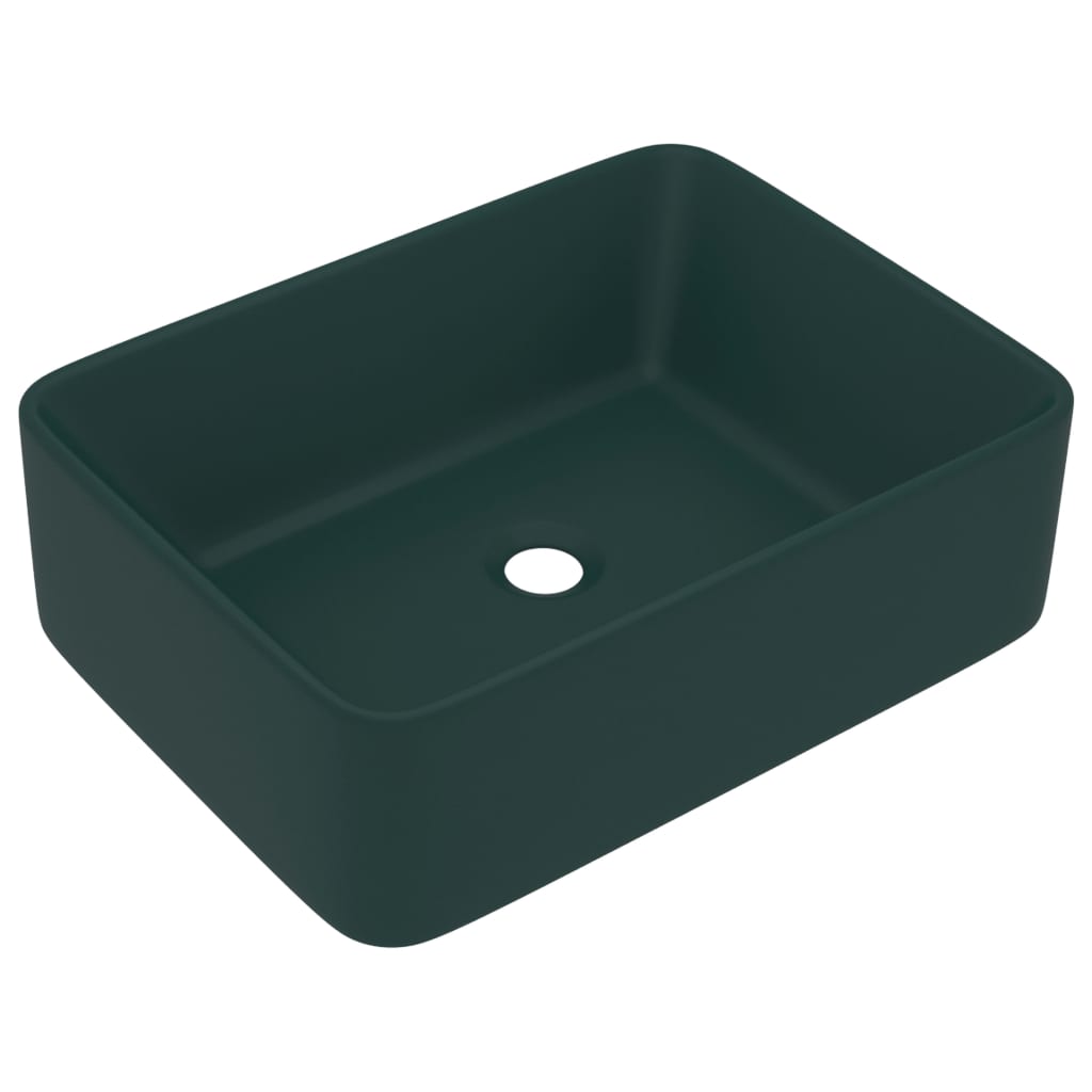 Vidaxl Washbasin 41x30x12 CM Mat de cerámica Verde oscuro