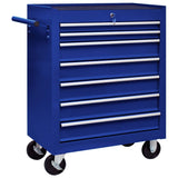 Vidaxl Tool Trolley con 7 cajones azules