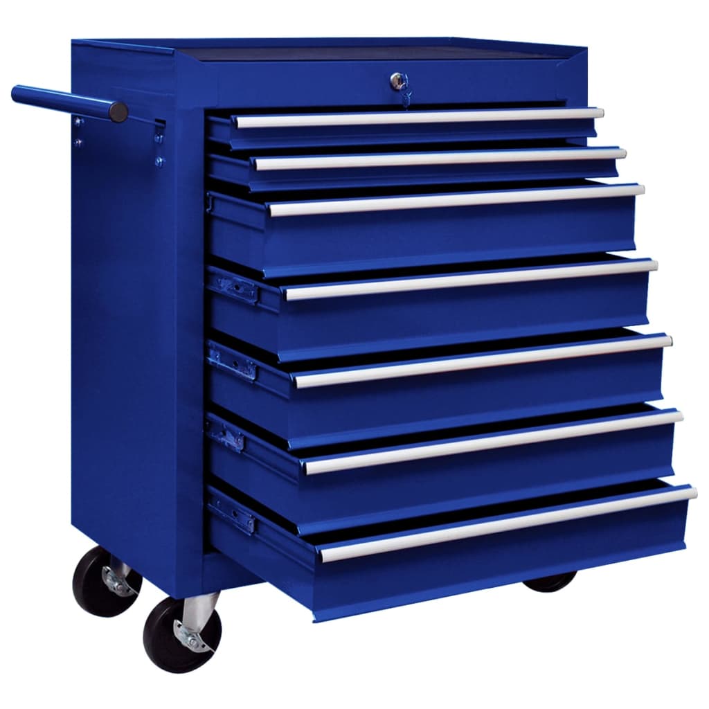 Vidaxl Tool Trolley con 7 cassetti blu