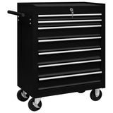 Vidaxl tool trolley with 7 drawers black