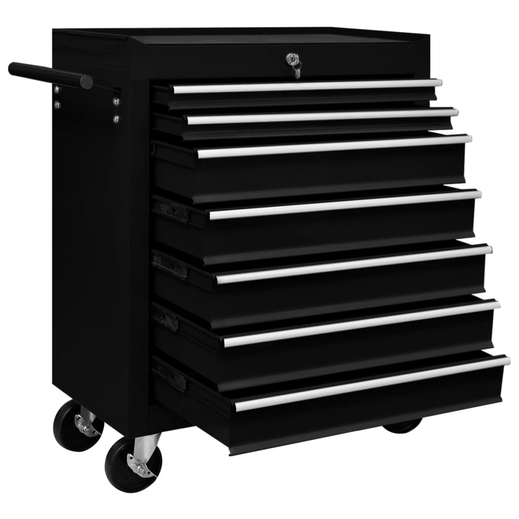 Vidaxl Tool Trolley med 7 lådor svart