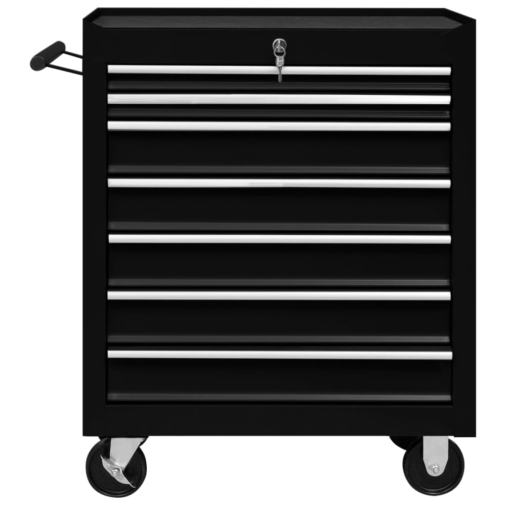 Vidaxl tool trolley with 7 drawers black