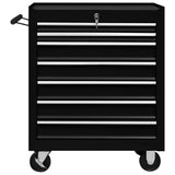 Vidaxl tool trolley with 7 drawers black