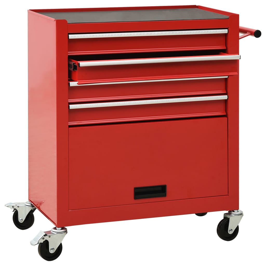 Vidaxl Tool Trolley con 4 cajones de acero rojo