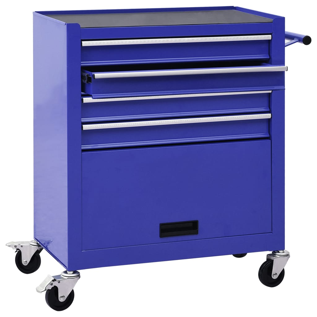 Vidaxl Tool Trolley con 4 cassetti di acciaio blu