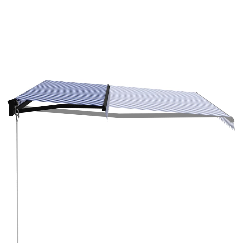 Vidaxl Luifel manually extendable with LED 450x300 cm blue and white