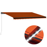 Vidaxl Luifel manually extendable with LED 500x300 cm orange and brown