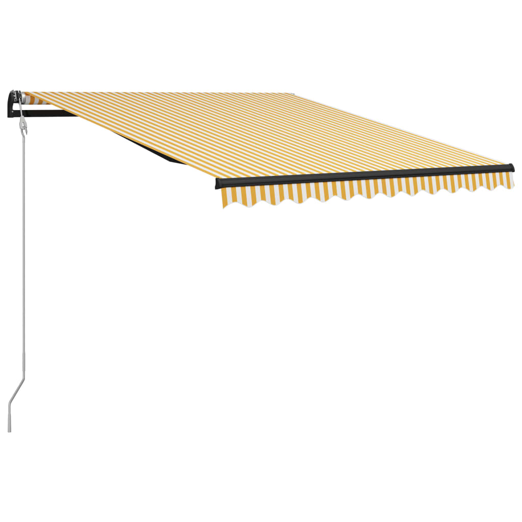 Vidaxl Luifel extensible avec le capteur de vent et LED 300x250 cm jaune et blanc