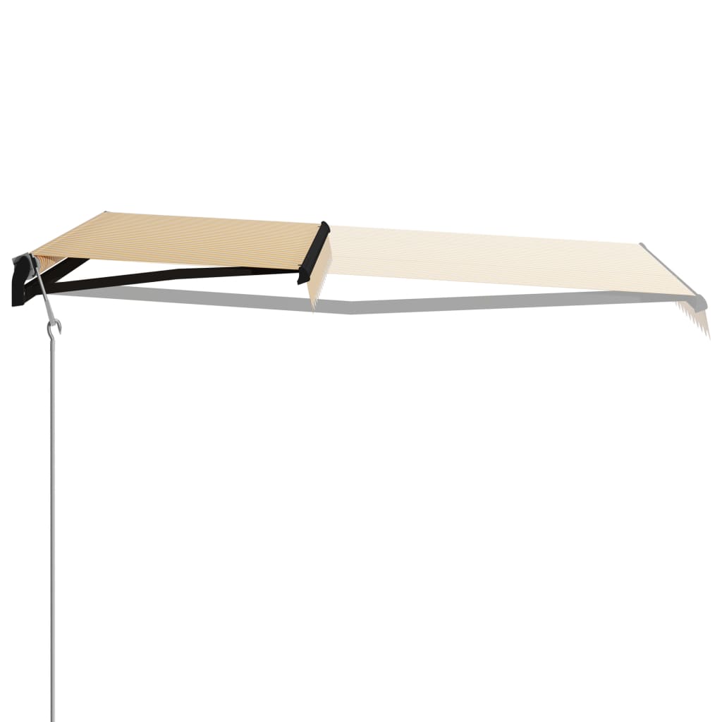 Vidaxl Luifel extensible avec le capteur de vent et LED 400x300 cm jaune et blanc