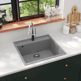 Vidaxl sink with overflow hole granite gray